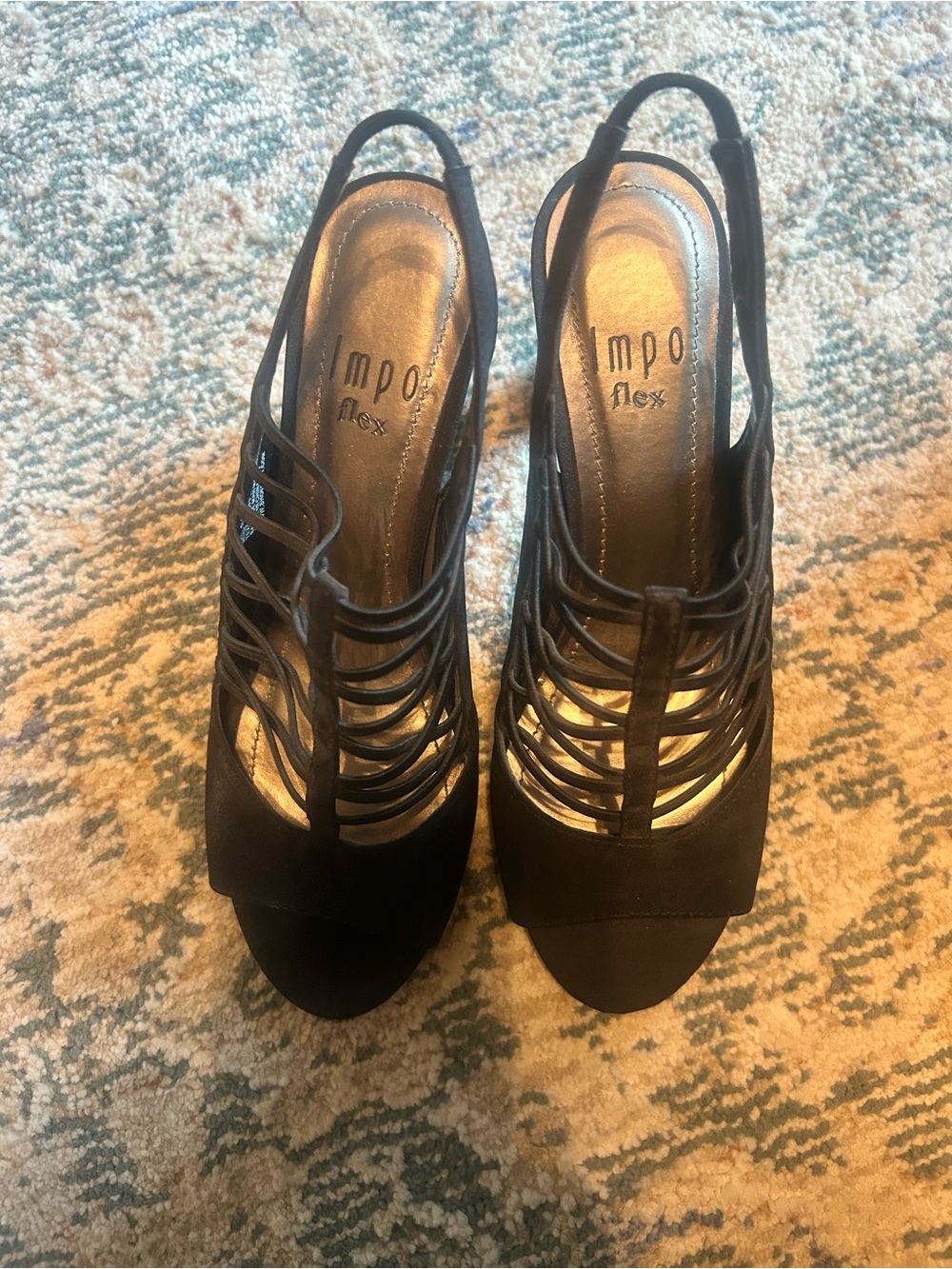 Impo Black Strappy Slingback Heels